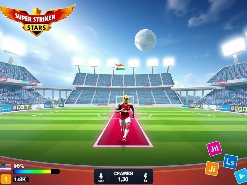 Super Striker Stars gameplay screenshot showing Indian stadium